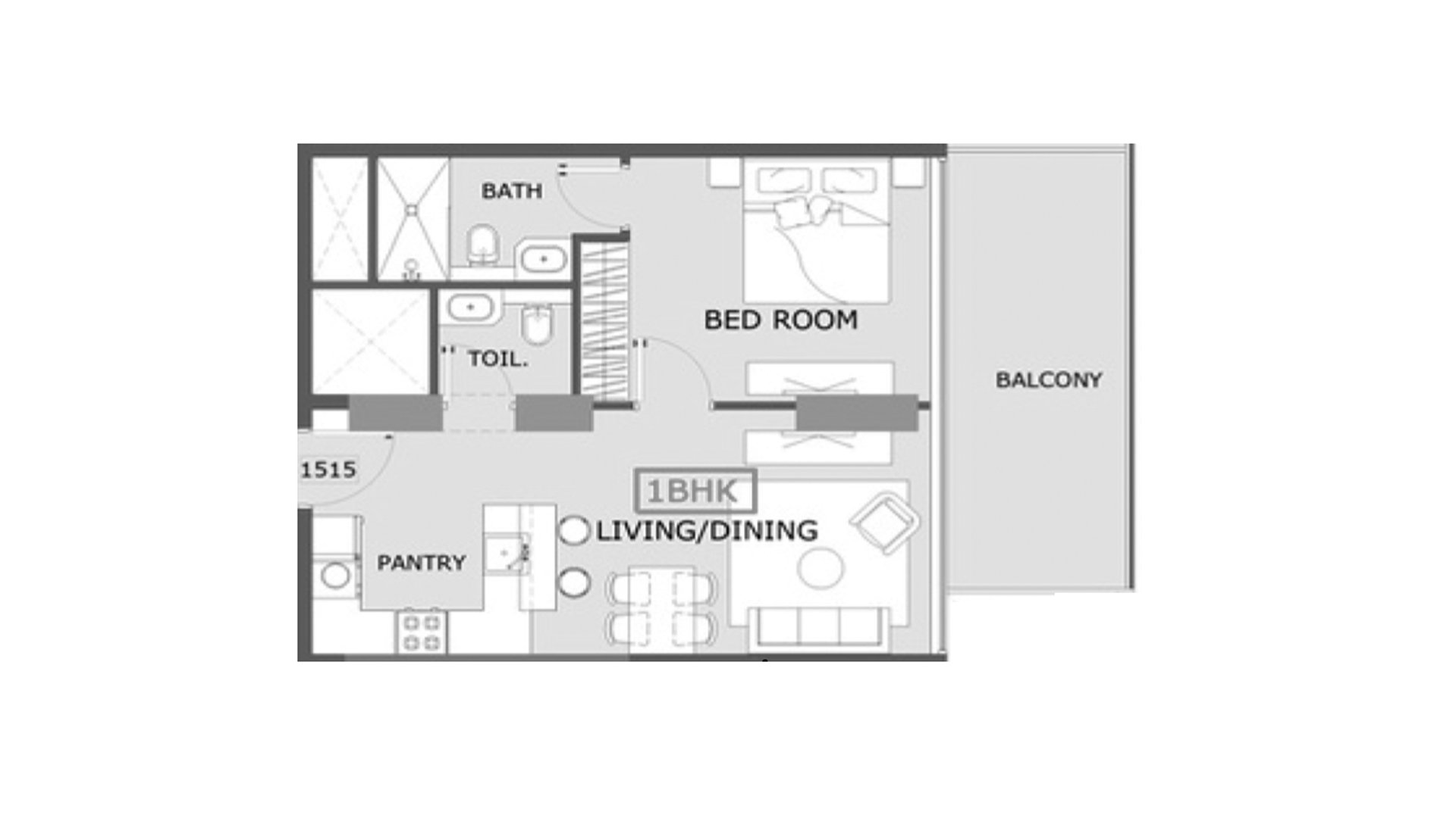 Apartment floor plan, 1 bedroom in Coventry 2 No. 11015