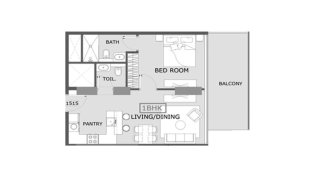 Apartment floor plan, 1 bedroom in Coventry 2 No. 11015