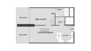Apartment floor plan, 1 bedroom in Coventry 2 No. 11017