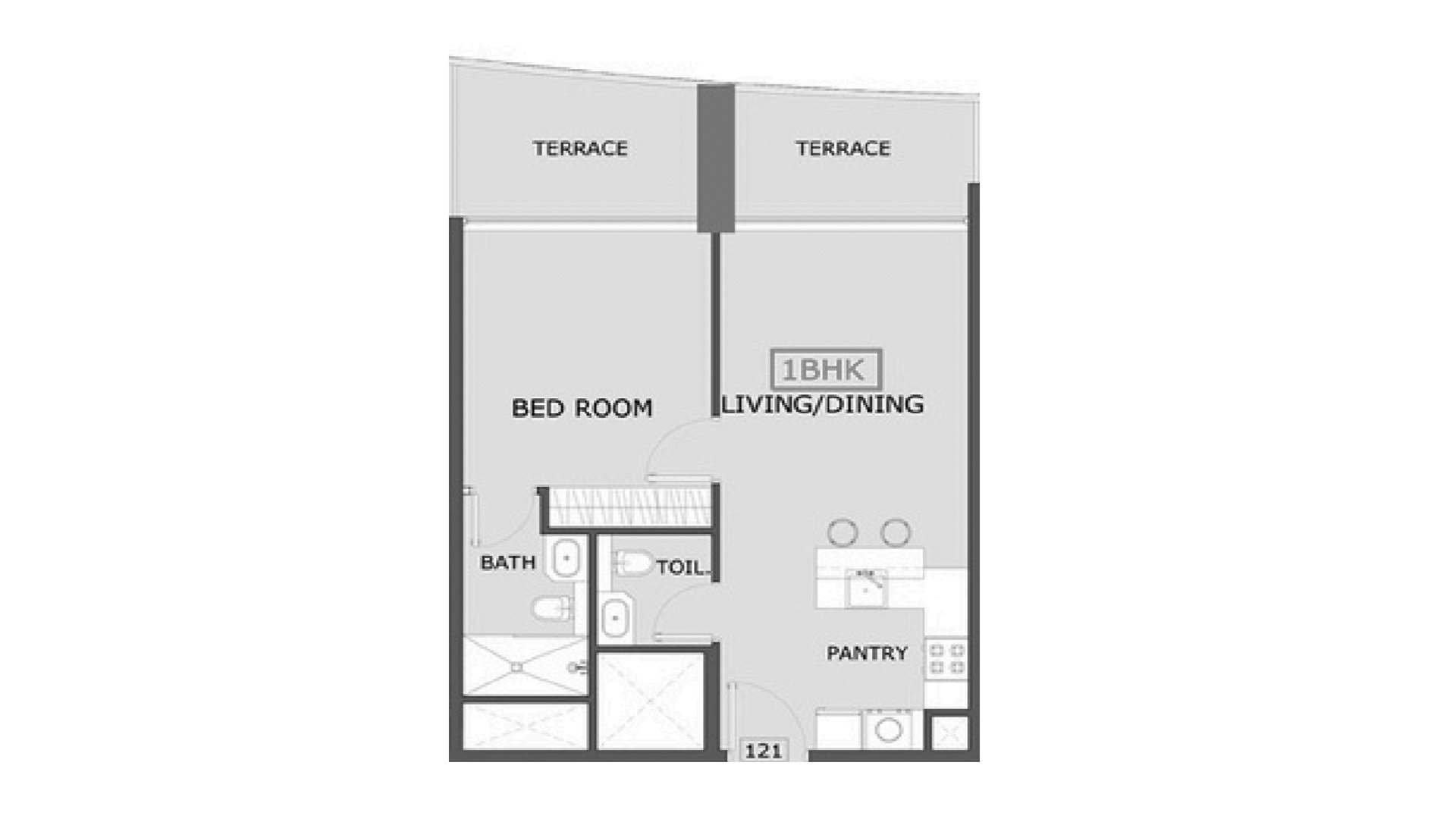 Apartment floor plan, 1 bedroom in Coventry 2 No. 11020