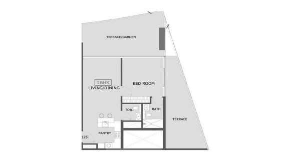 Apartment floor plan, 1 bedroom in Coventry 2 No. 11019 (2D)