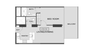 Apartment floor plan, 1 bedroom in Coventry 2 No. 11016