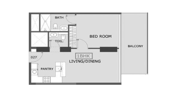 Apartment floor plan, 1 bedroom in Coventry 2 No. 11016 (2D)